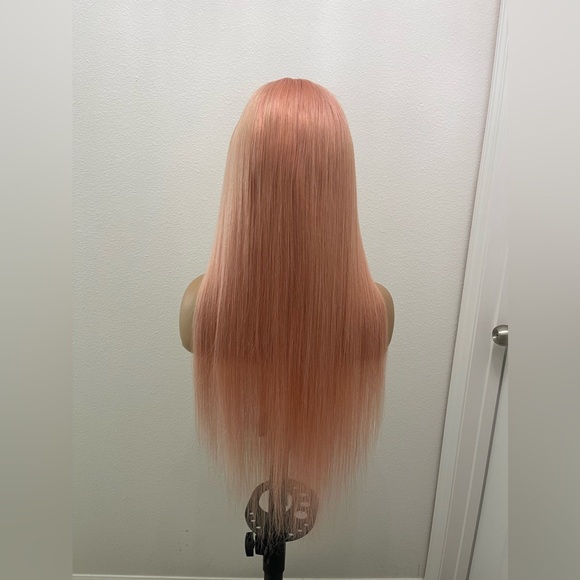 22” Transparent Full Lace Pink Straight Human Hair Wig...